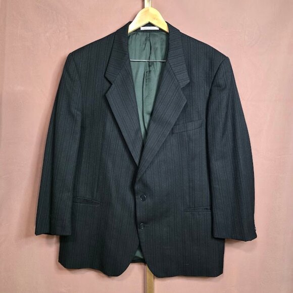 YSL Blazer  80s Vintage Striped 100% Wool Tailored Made in France - Picture 1 of 11
